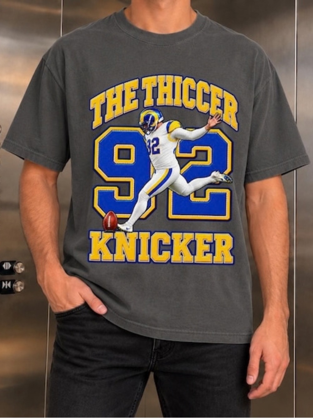 Comfort Pepper The Thiccer Knicker Graphic Football Tee, Classic Style